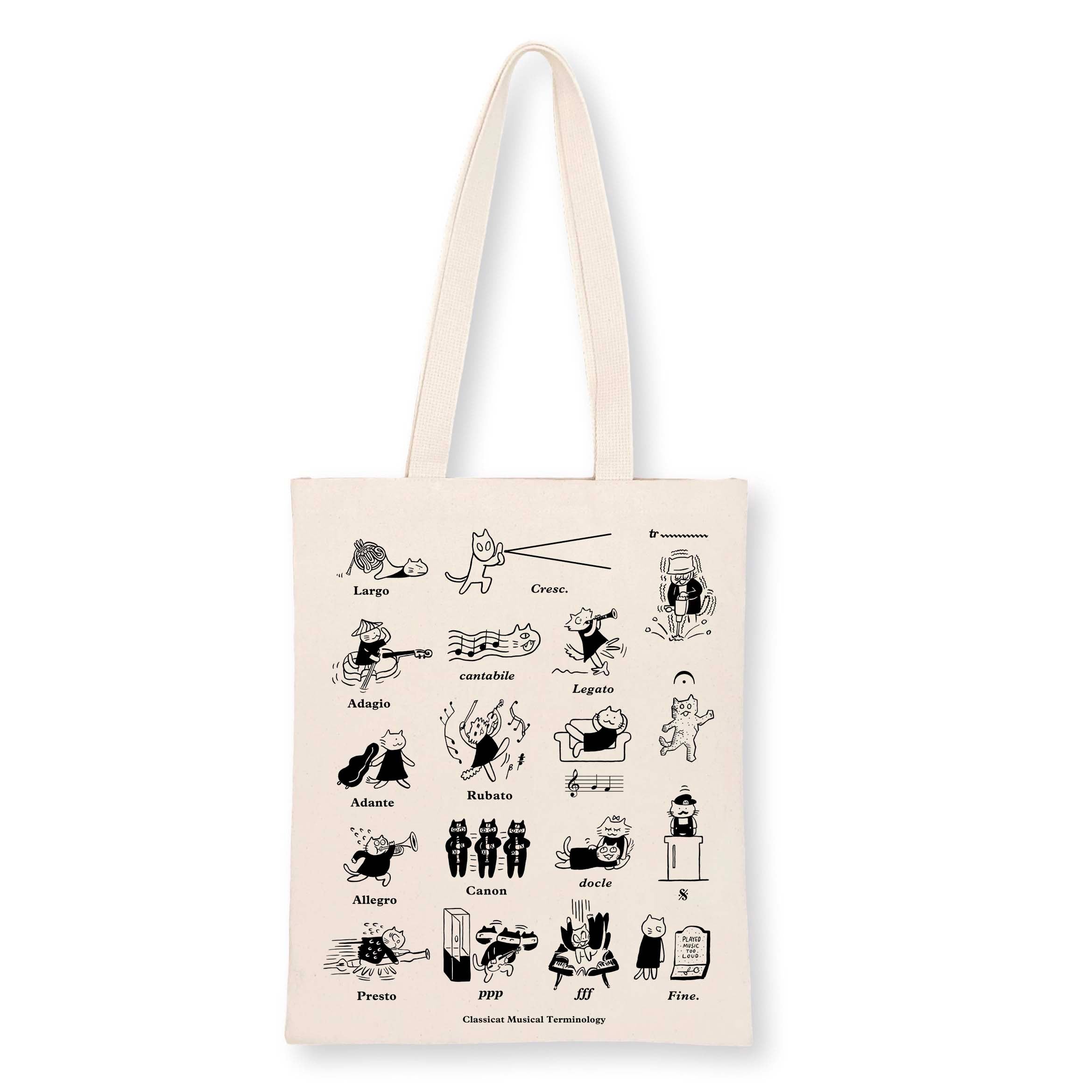 Cat Musical Terminology Tote Bag