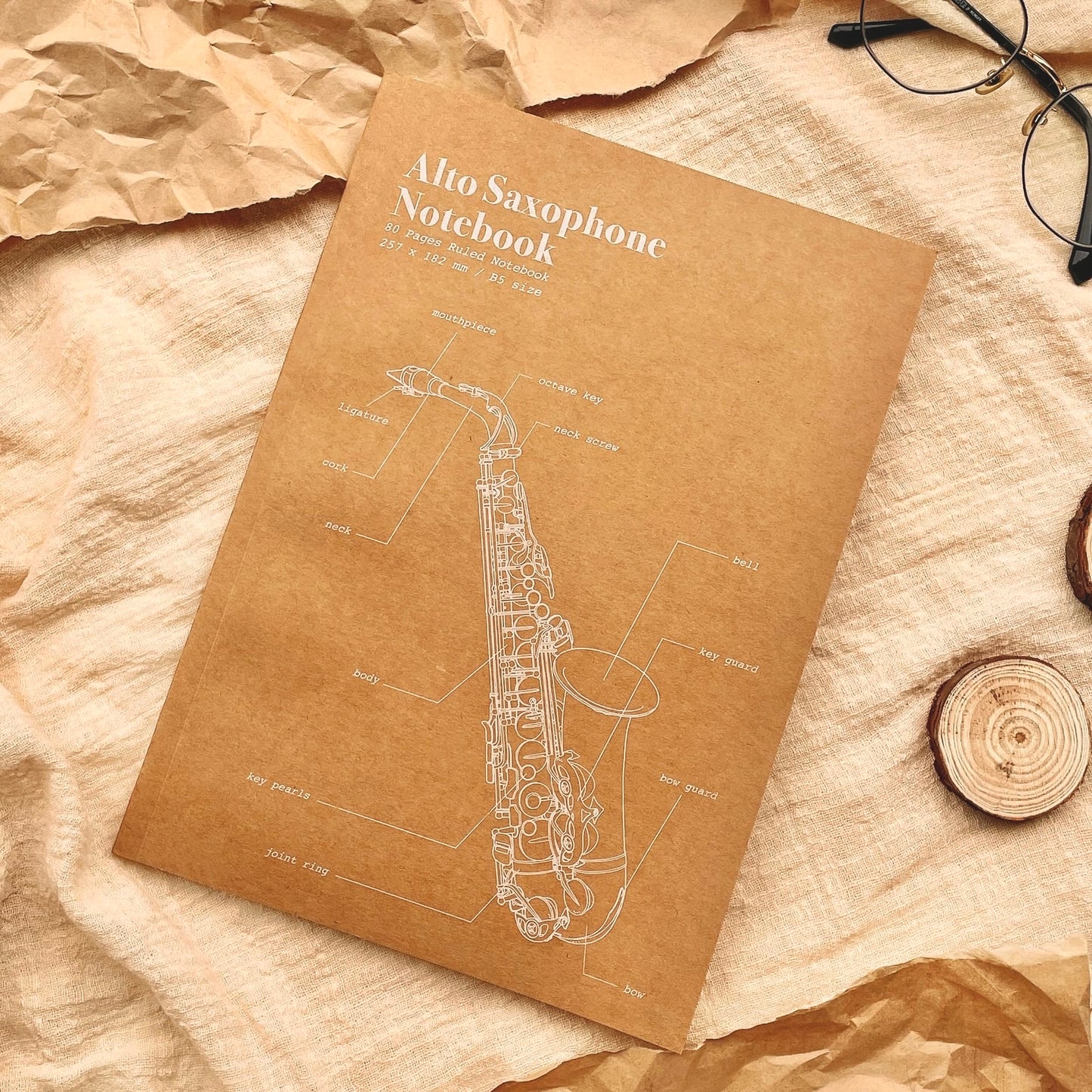 Saxophone - Ruled Kraft Notebook