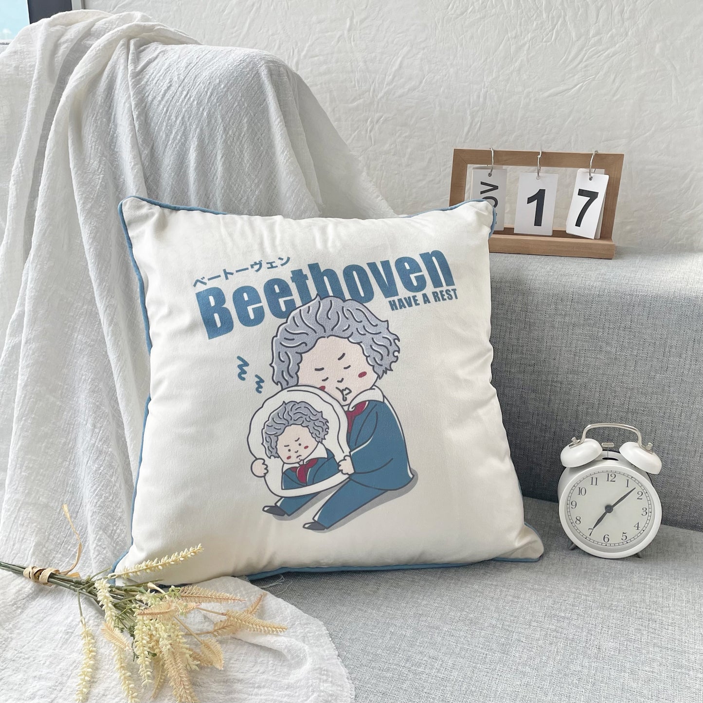 Beethoven Square Throw Pillow