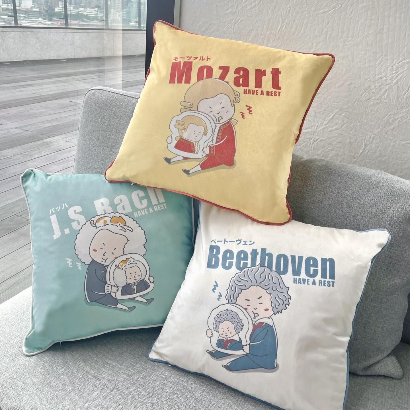 Beethoven Square Throw Pillow