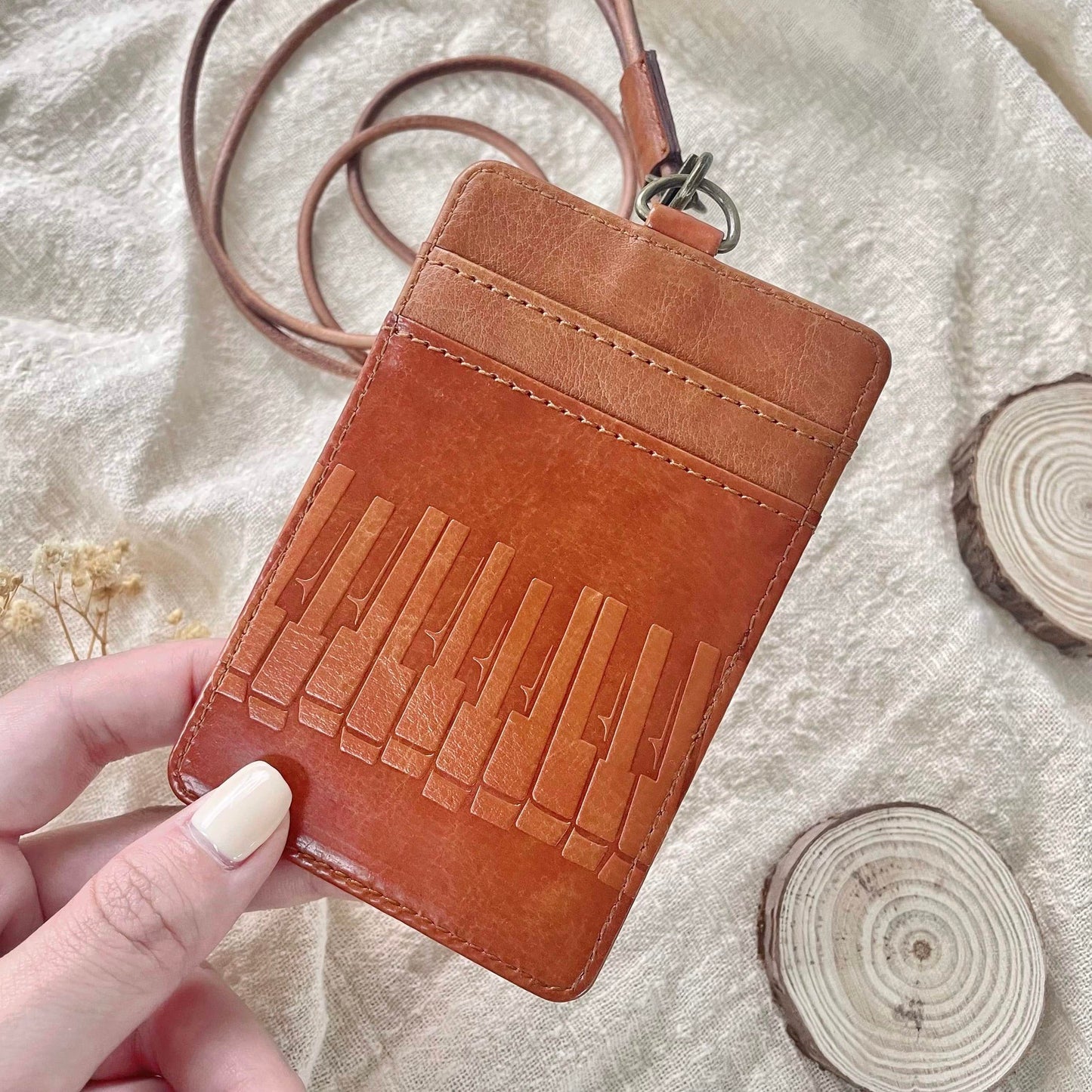 Piano Leather Badge Holder