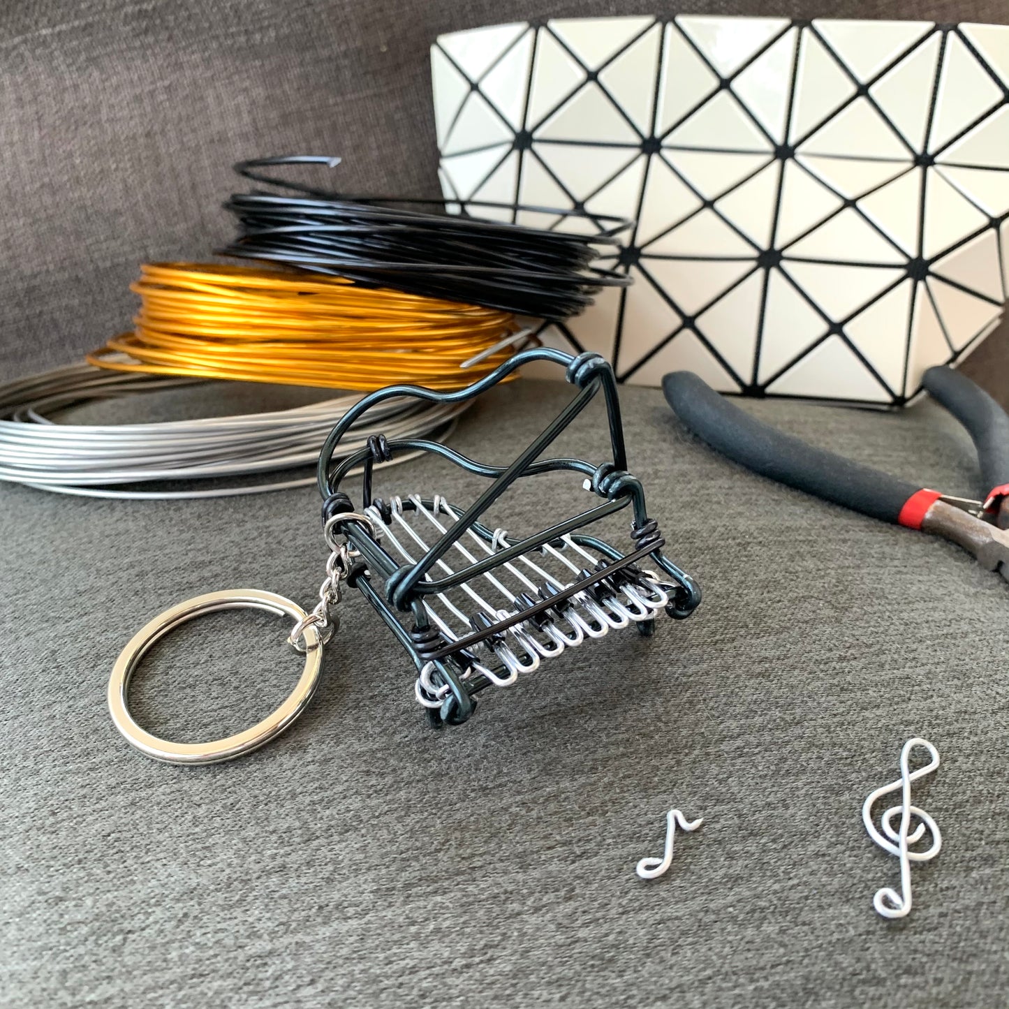 Piano Wire Art Instrument Keychain