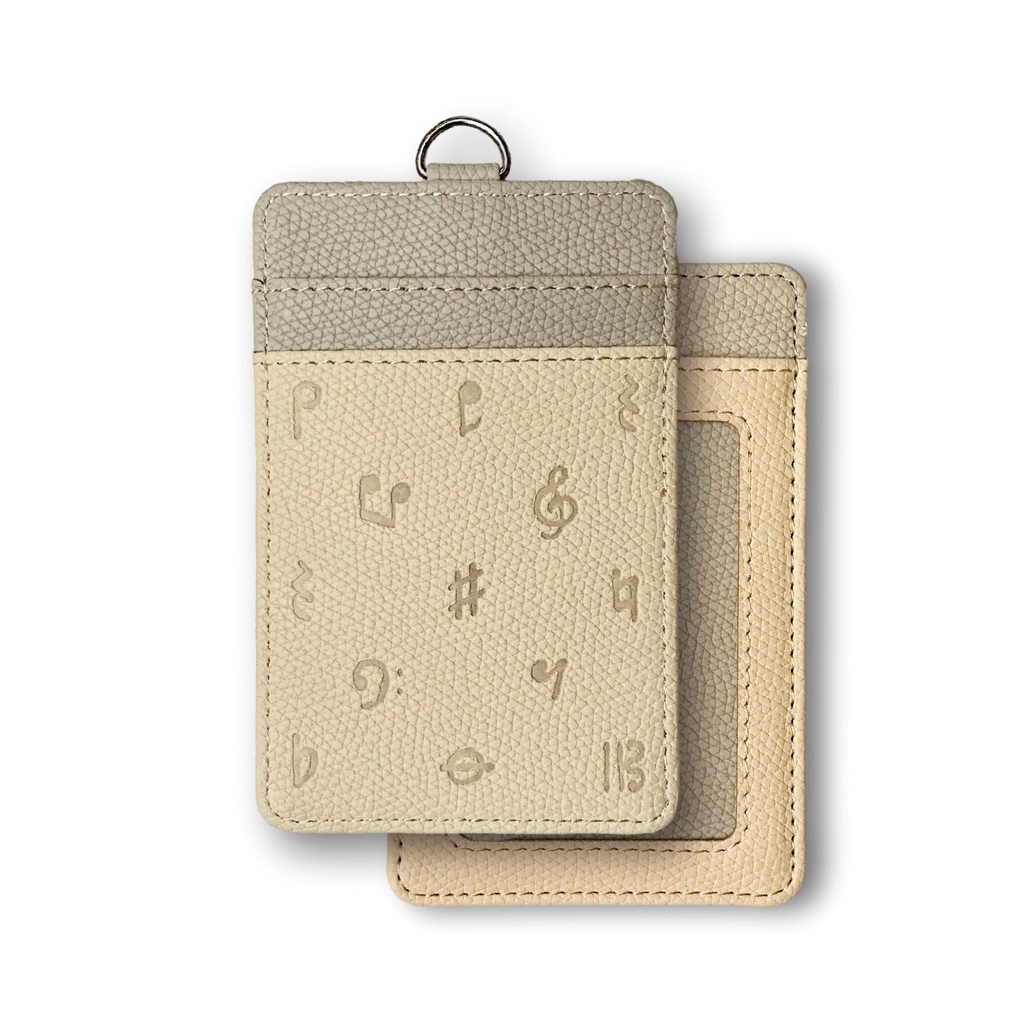 Beige Musical Note Leather Badge Holder