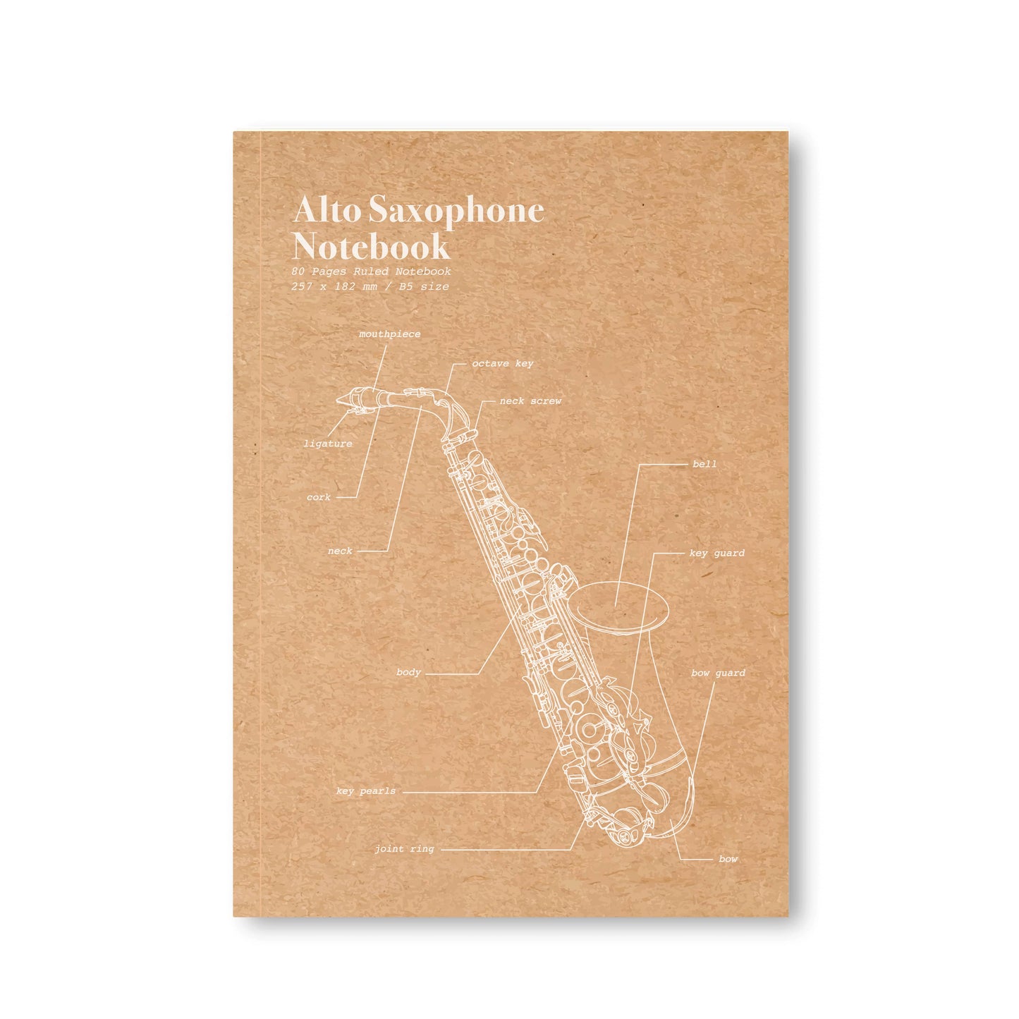 Saxophone - Ruled Kraft Notebook