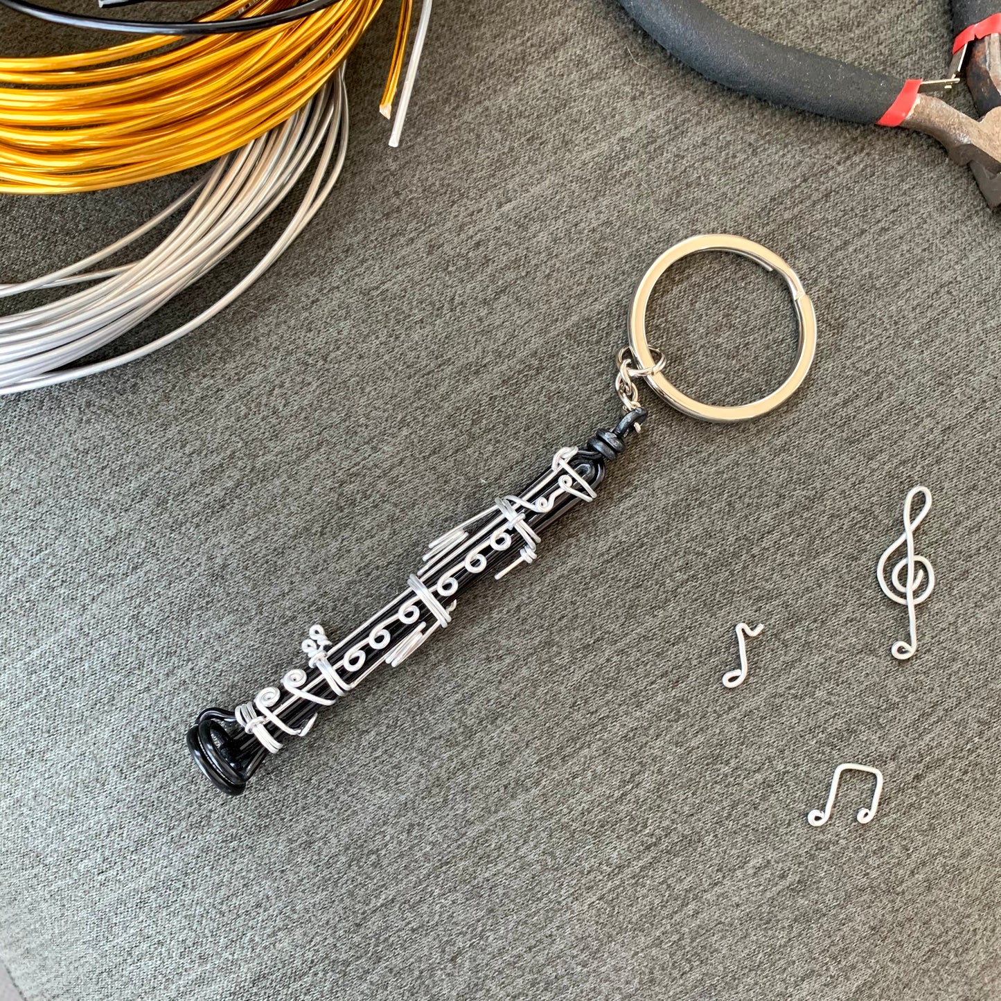 Clarinet Wire Art Instrument Keychain