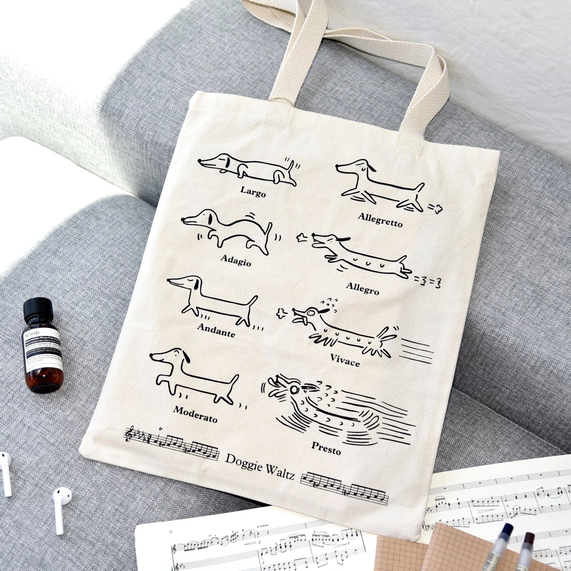 Doggie Waltz Tote Bag