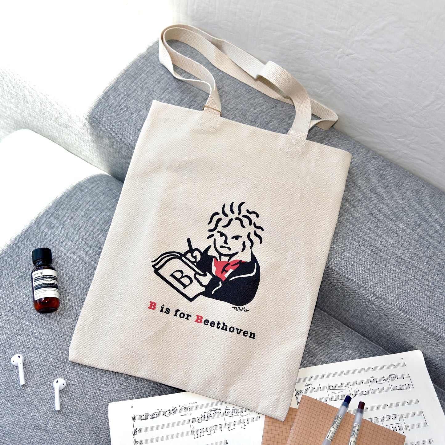 B is for Beethoven Music Tote Bag