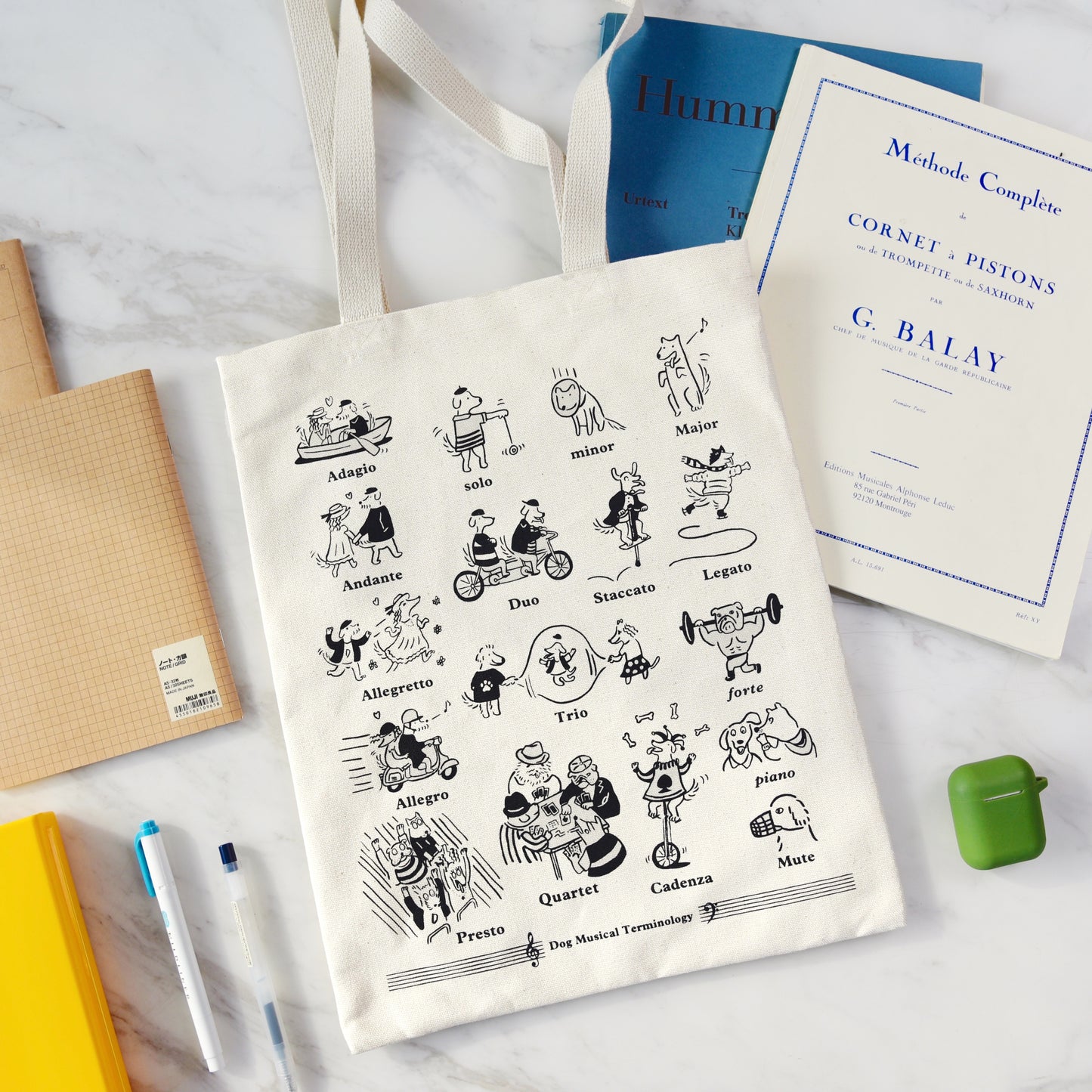 Dog Musical Terminology Tote Bag