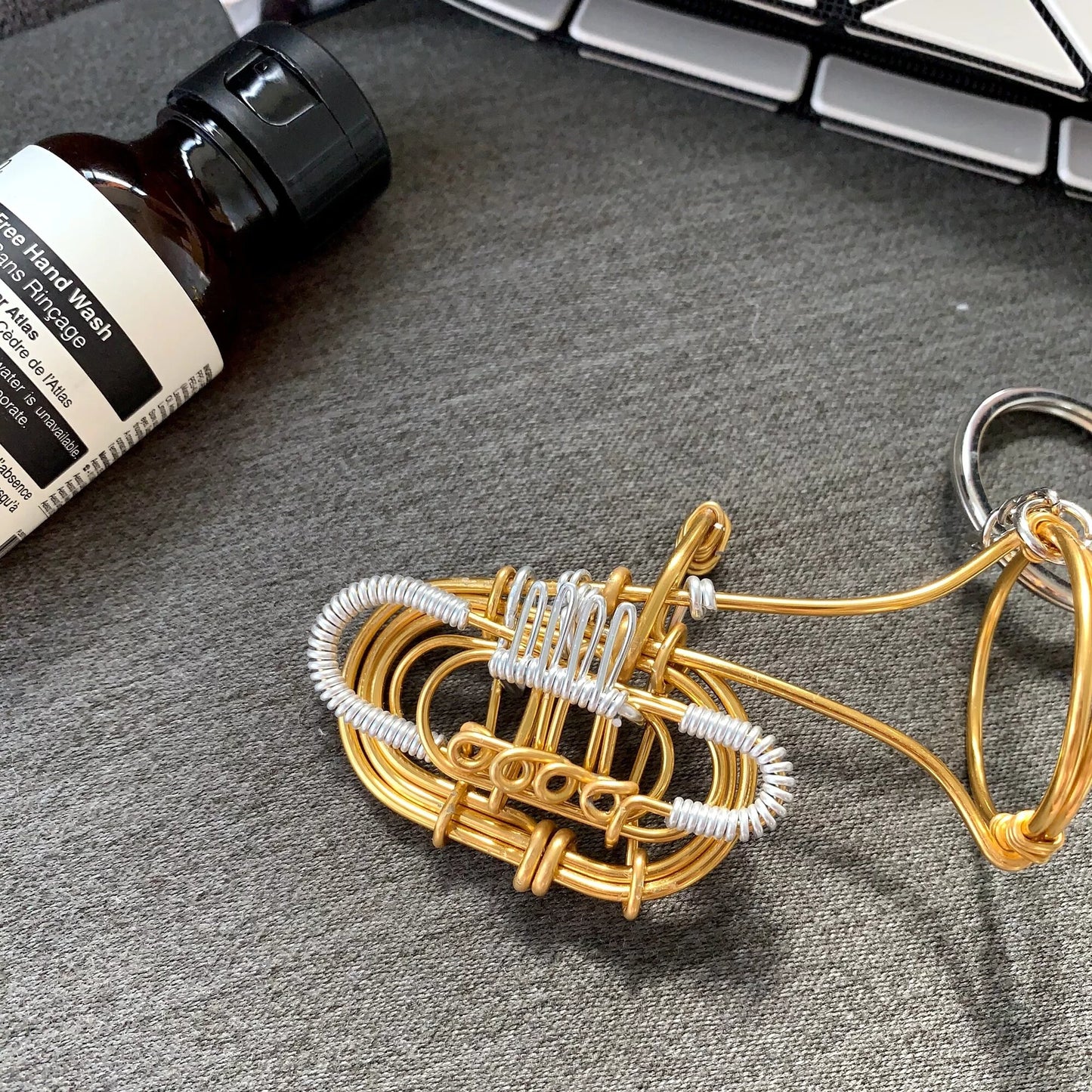 Rotary Tuba Wire Art Instrument Keychain