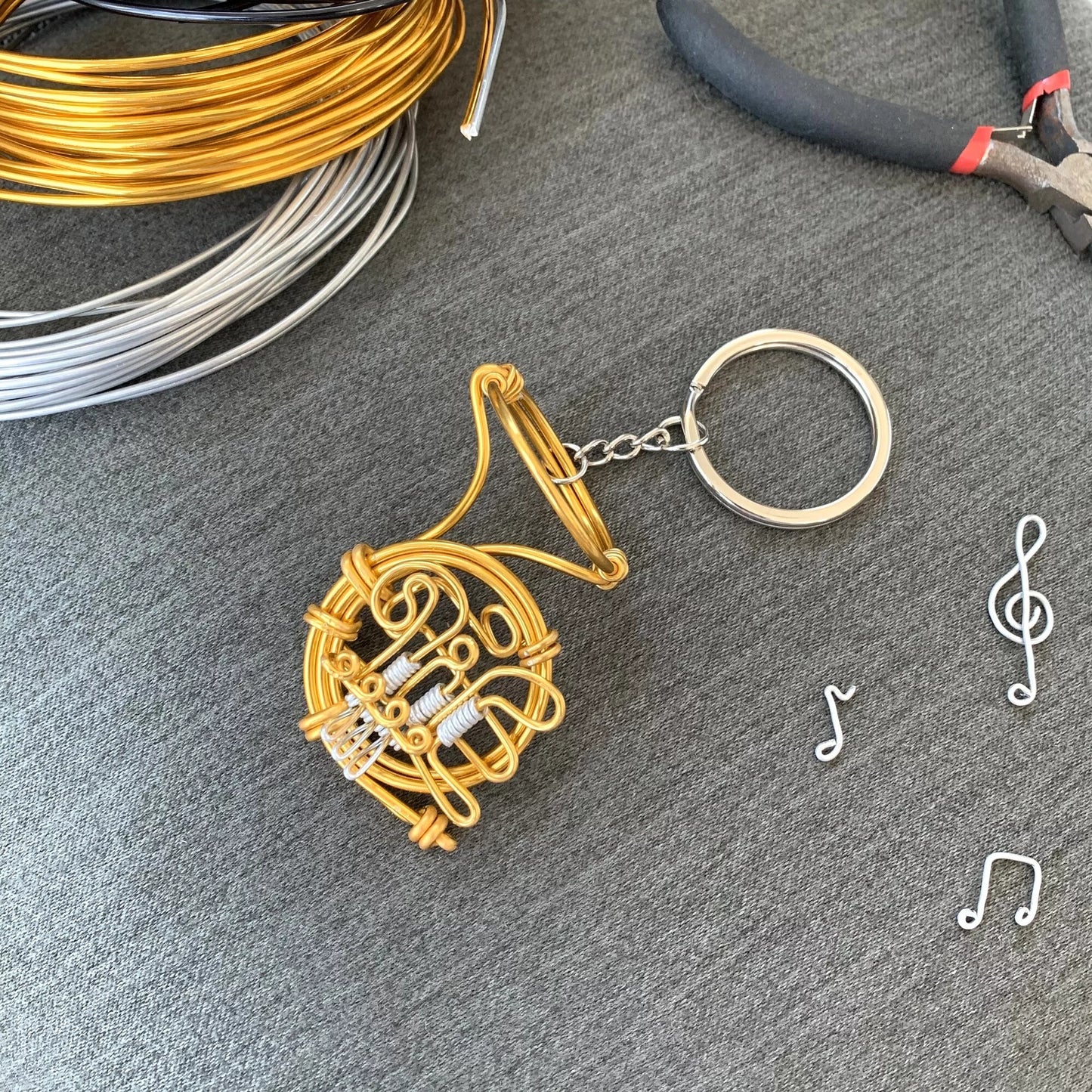 Horn Wire Art Instrument Keychain